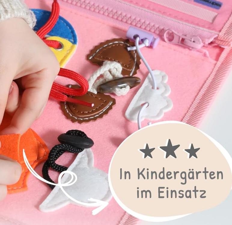 Feelishes  Montessori Busy Board Deutsch ab 3 Jahre - interaktives Activity Board Spielzeug für Kleinkinder